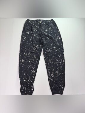 Leallo Paint Splatter Joggers Black Graphic Sweatpants Streetwear Y2K small